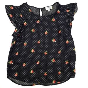 Twine & String Floral Polka Dot Blouse Size L